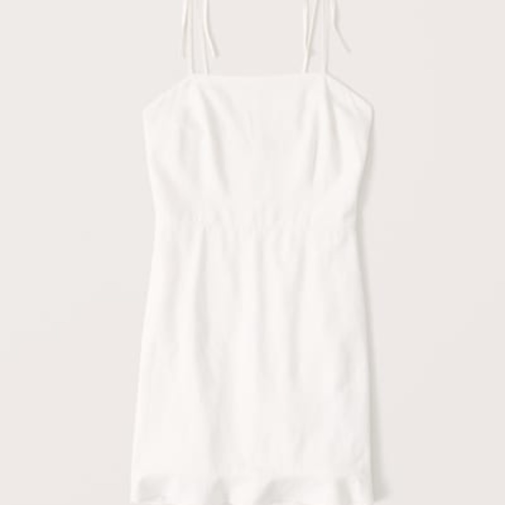 Abercrombie & Fitch Tie-Strap Ruffle Hem Mini Dress White Small